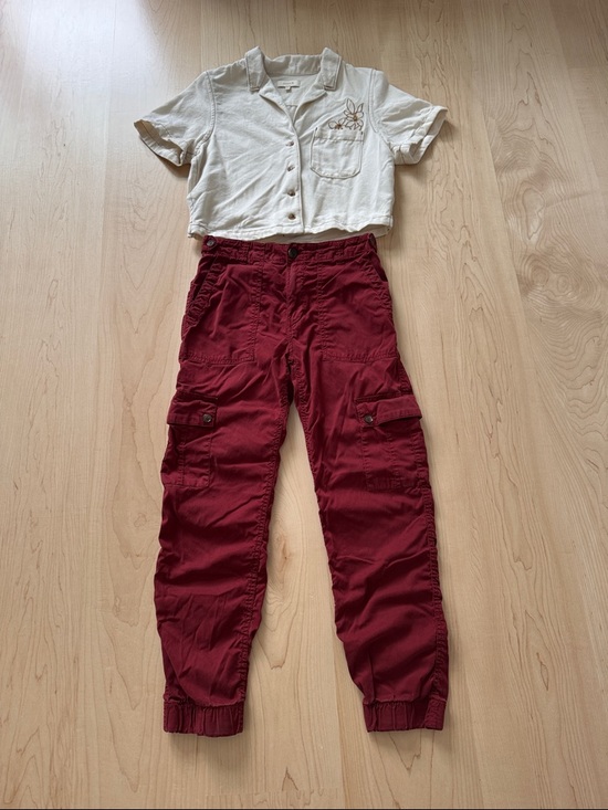 Anthropologie Pants - Anthropologie Red Cargo Jogger Pants – Relaxed Fit Utility Pants – Size 25